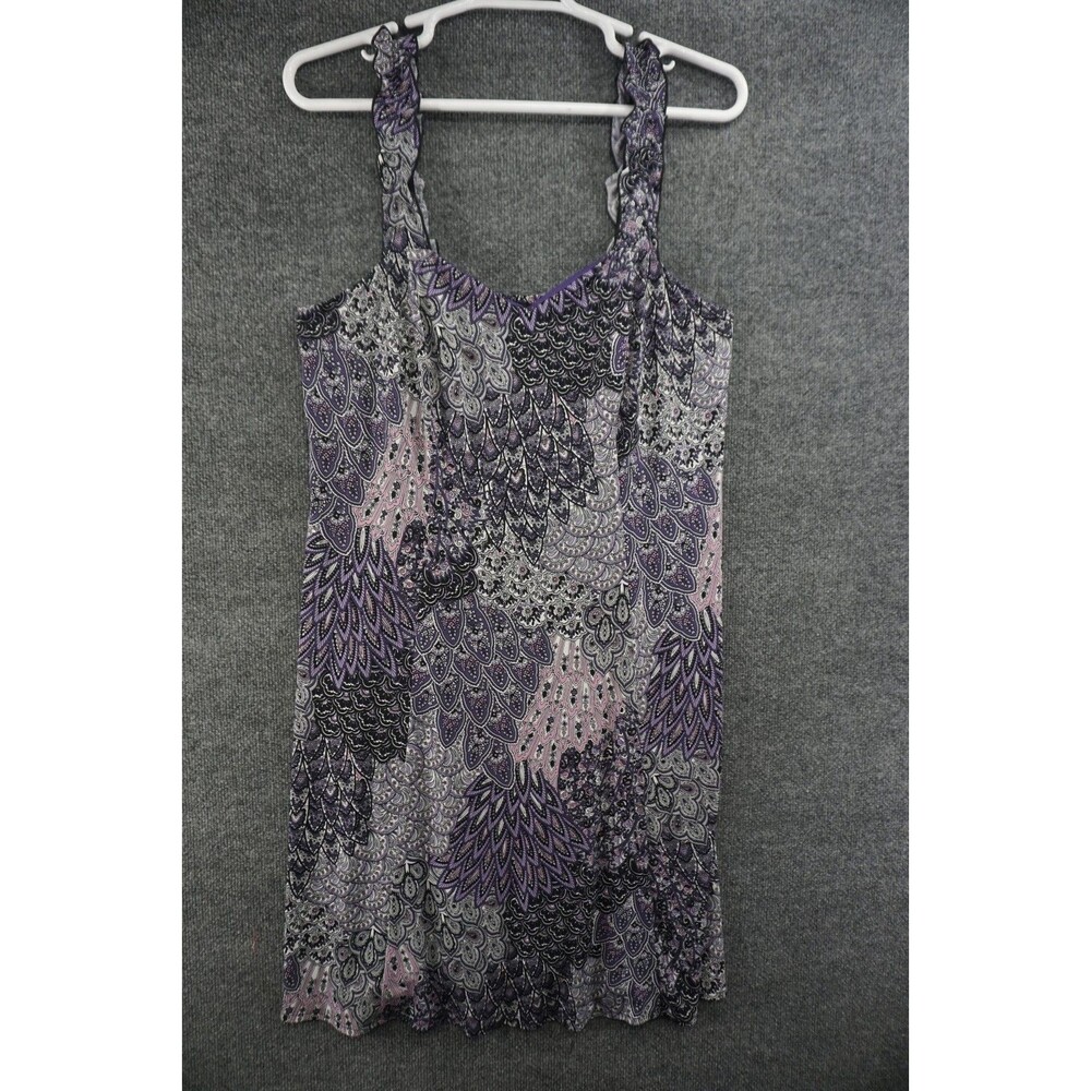 Dressbarn Sleeveless Peacock Feather Paisley Midi Dress Purple Pink Size 16